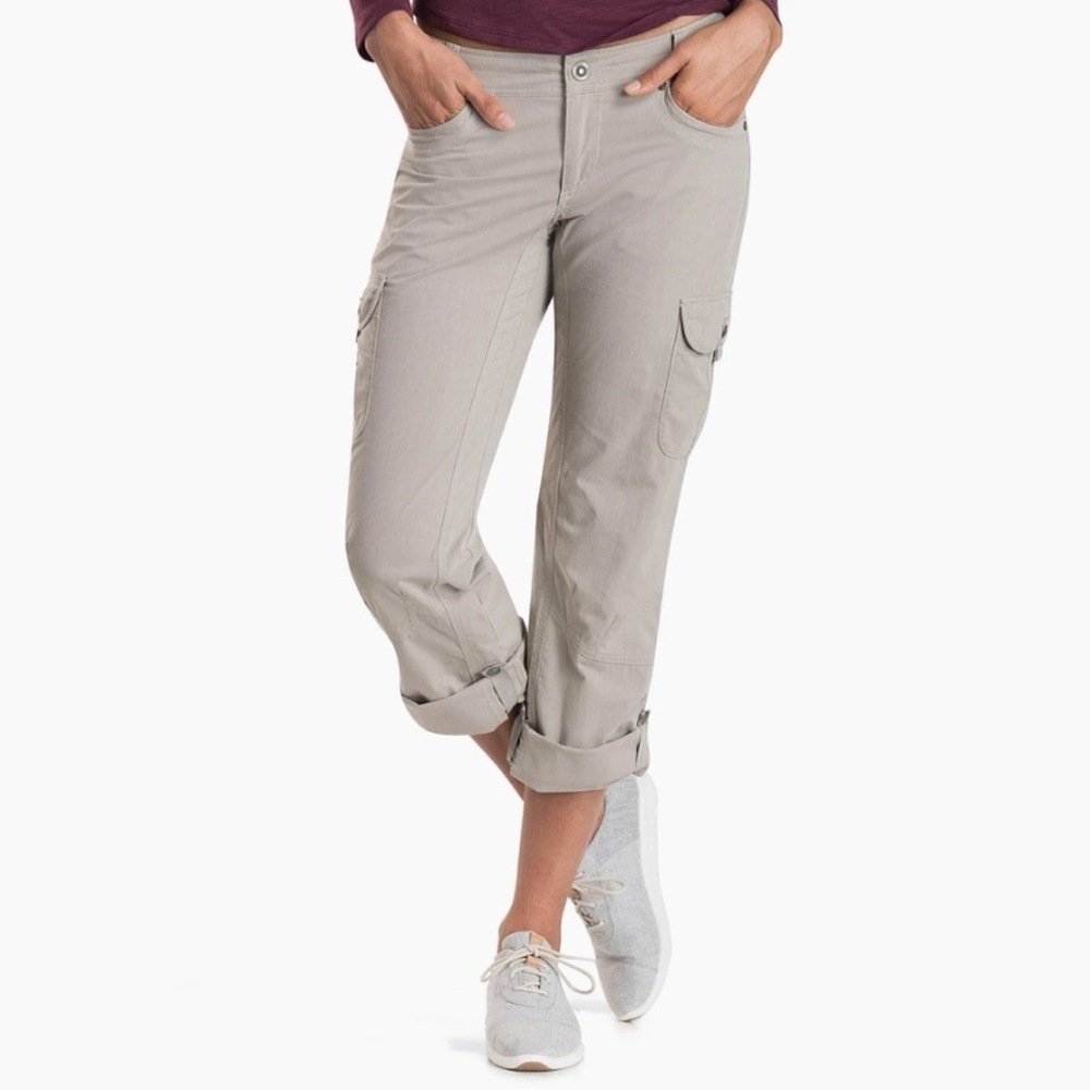 Kuhl 10 R Pants Roll Up Legs Brown Hike Lightweight Cotton Blend Womens READ